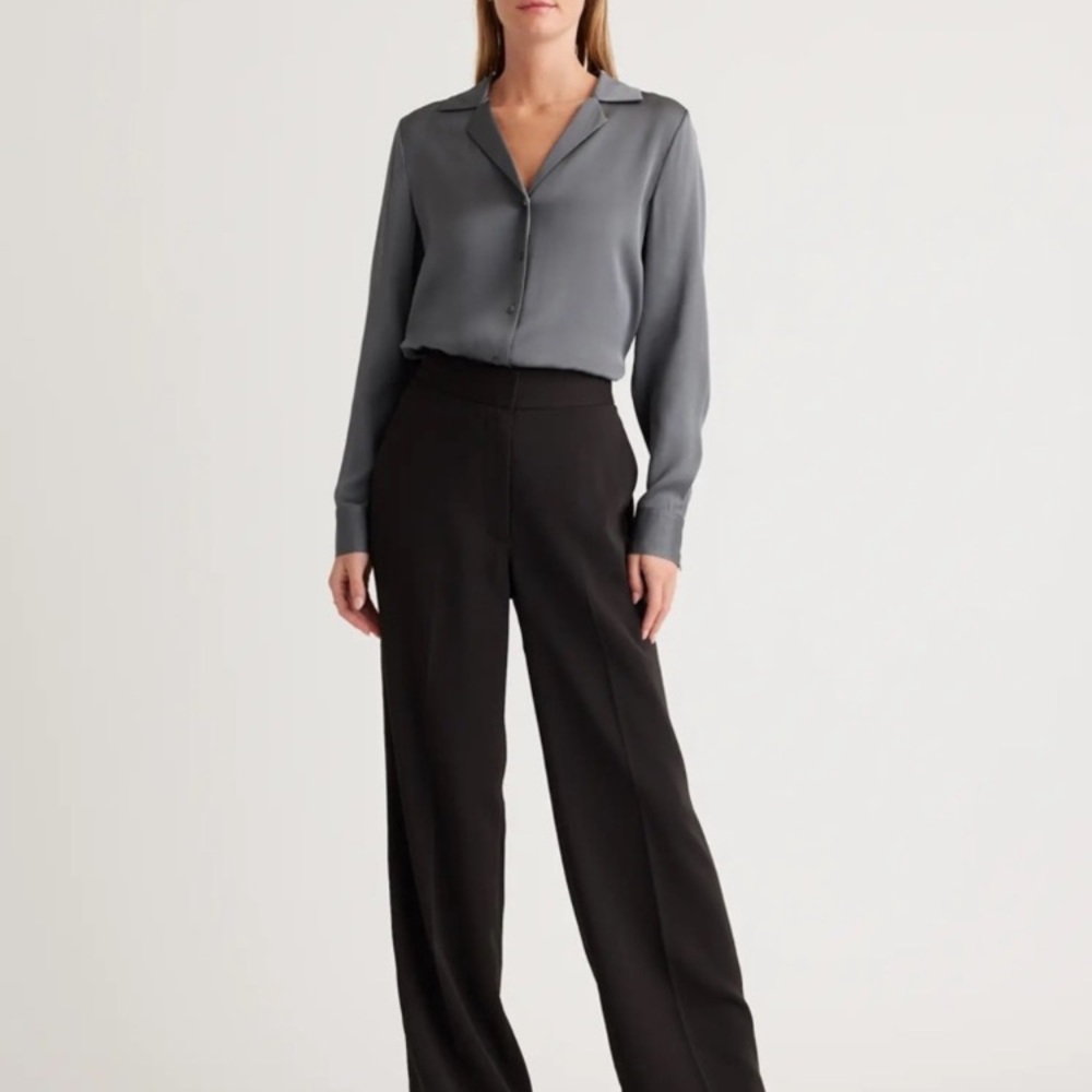 Quince Stretch Crepe Classic Trousers Wide Leg Size 4, 30” Inseam